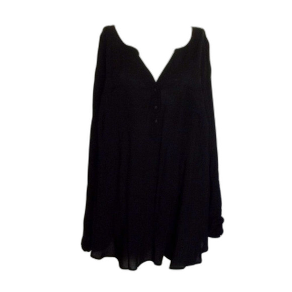 new TORRID Top, 4/4X, Black, Long Tab Sleeve, Pockets, Challis Pullover - Picture 10 of 15